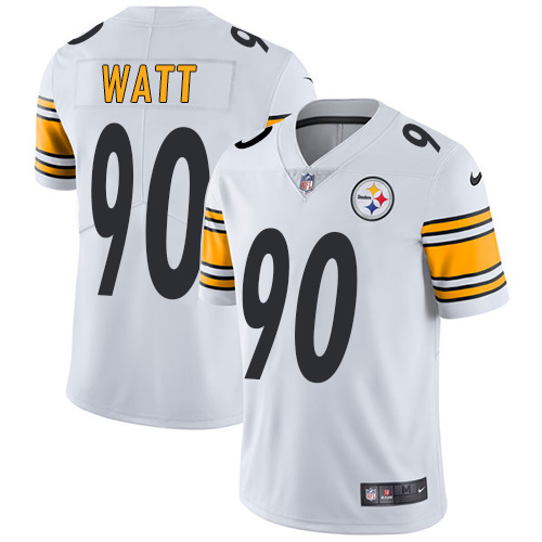 Nike Steelers #90 T. J. Watt White Men's Stitched NFL Vapor Untouchable Limited Jersey - Click Image to Close